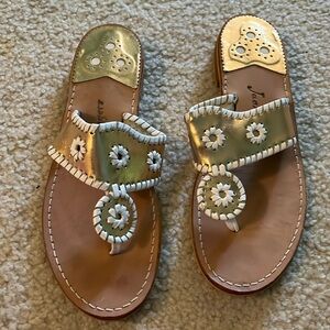 Jack Rogers size 10 gold w/white trim sandals